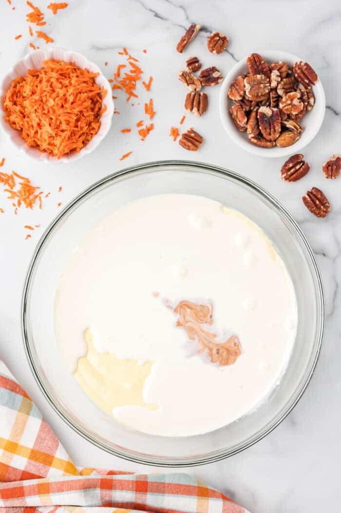 Cheesecake ingredients in a bowl