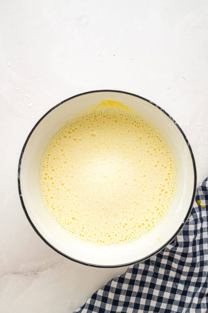 Tempered egg yolks in a bowl