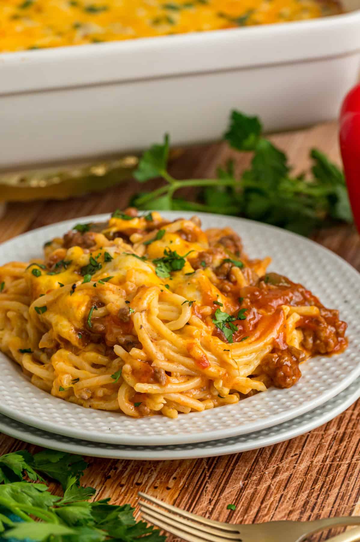 A plate of Mexican spaghetti