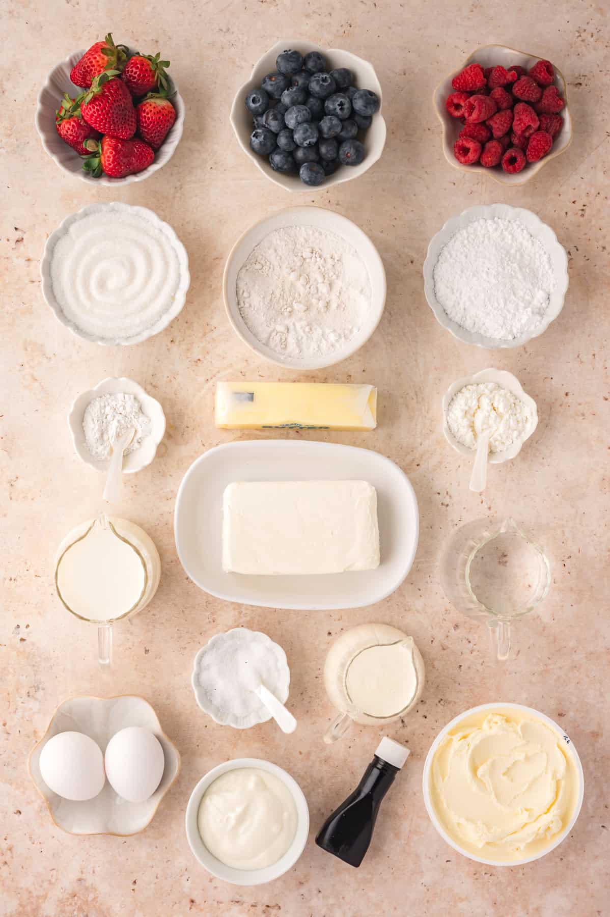Overhead view of ingredients needed to make Chantilly cake