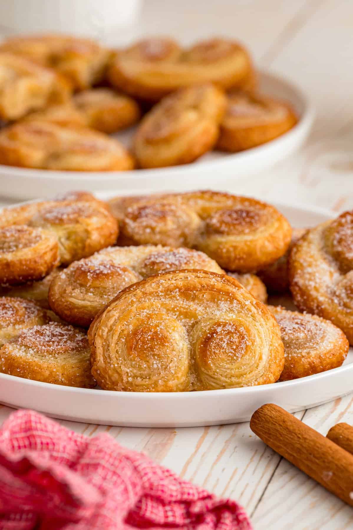 A plate of cinnamon sugar palmiers