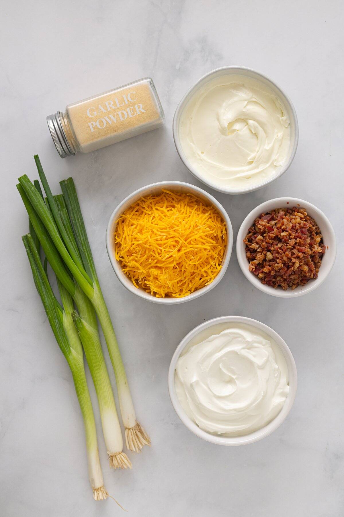 Overhead view of ingredients needed to make million dollar dip