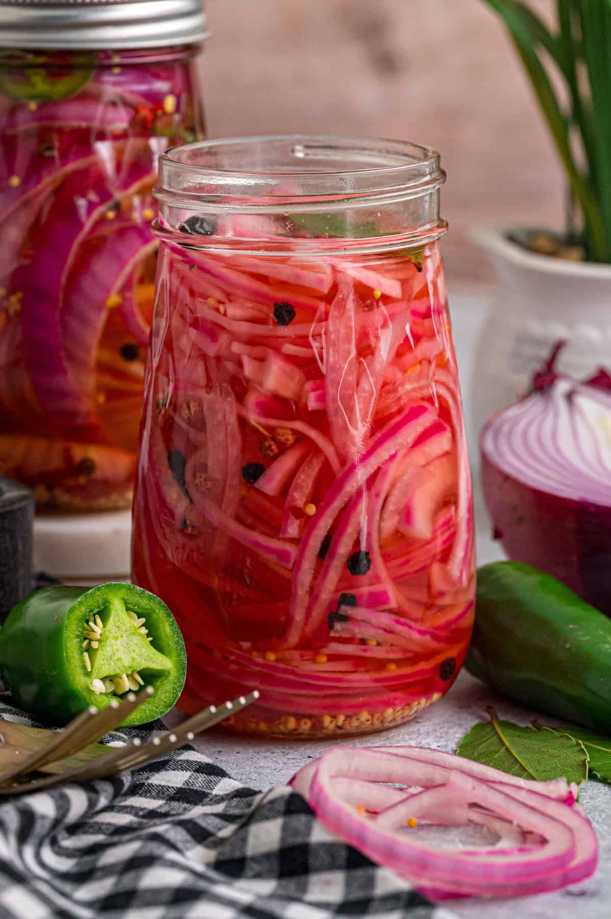 These Quick Pickled Red Onions are not only...well, quick to make, they're also addictingly delicious with a tangy, slightly spicy flavor. A jar of quick pickled red onions