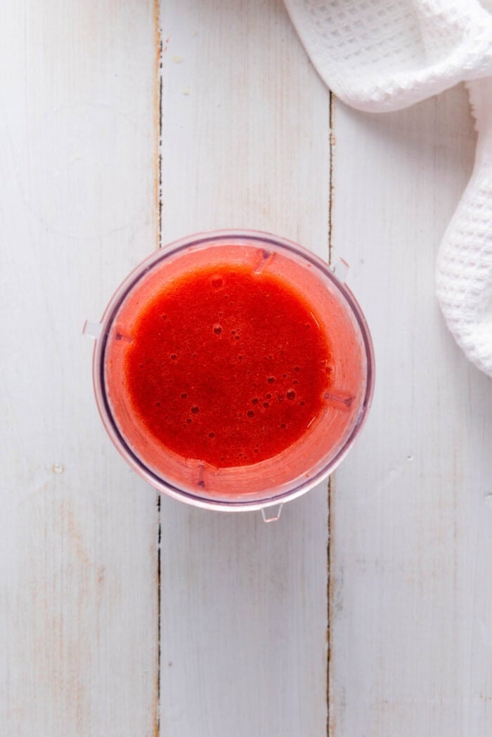 Overhead view of strawberry lemonade