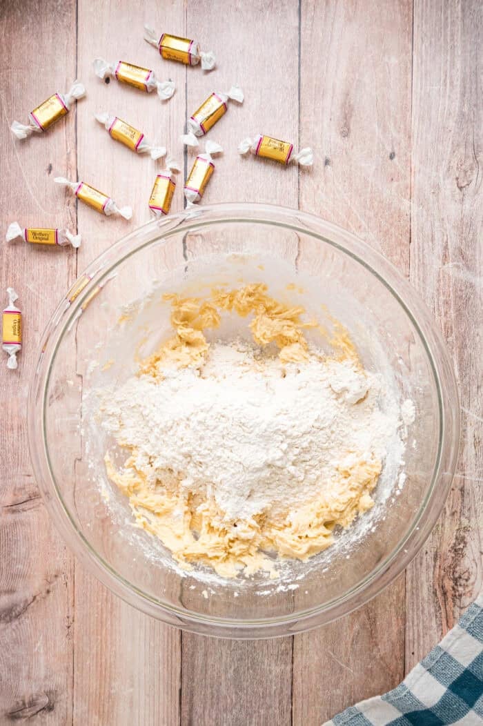Combining wet and dry cookie dough ingredients