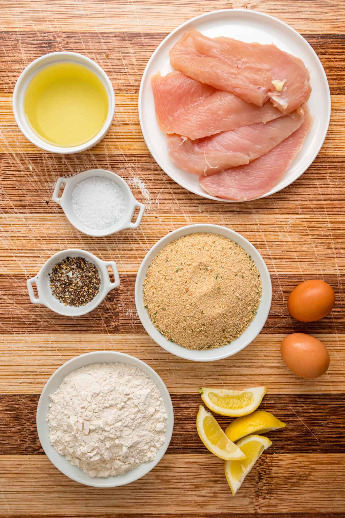 Ingredients needed to make chicken milanese