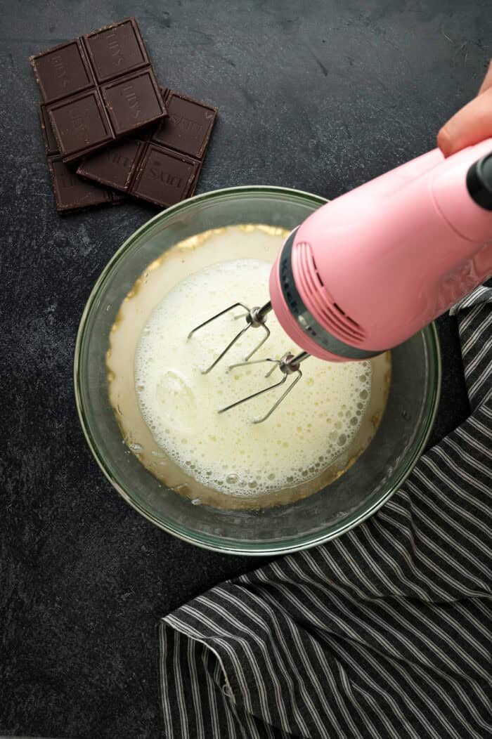 Whipping egg whites with a hand mixer