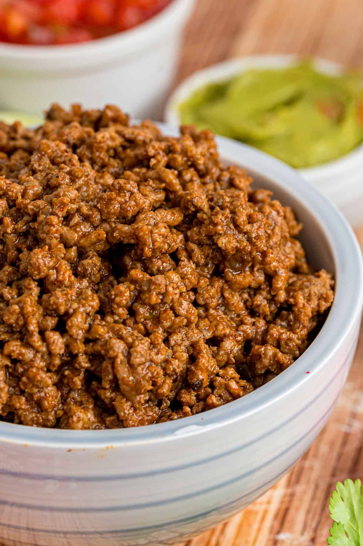 A bowl of ground beef taco meat