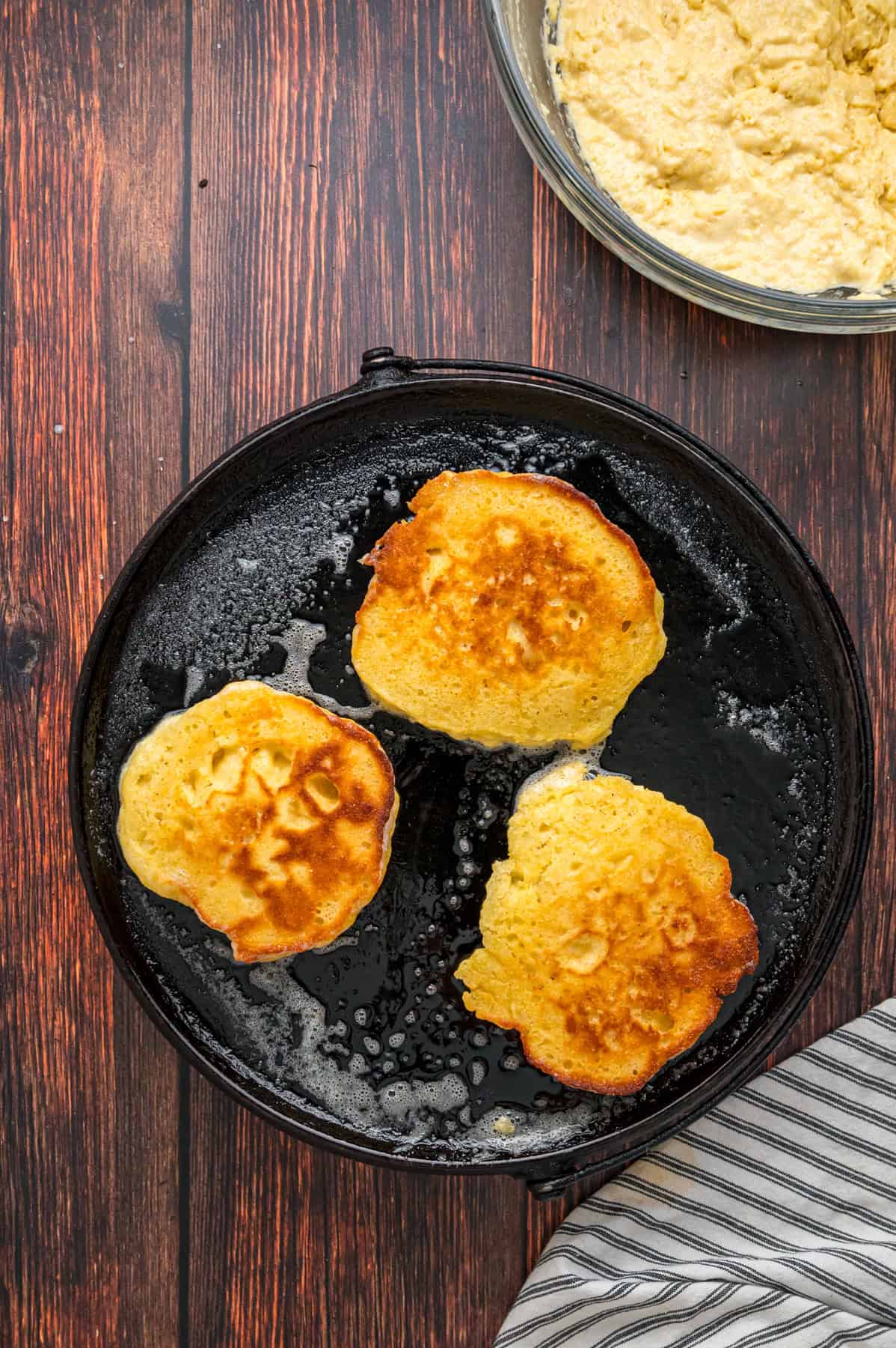 Hoe cakes cooking on a skillet