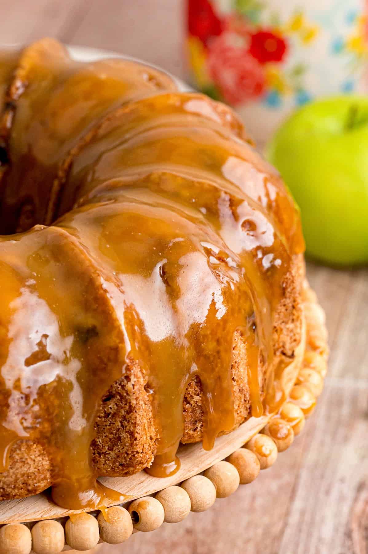 Apple bundt cake on a serving plate
