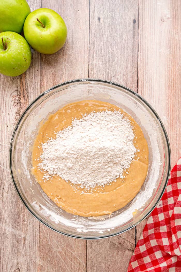 Flour added to cake batter