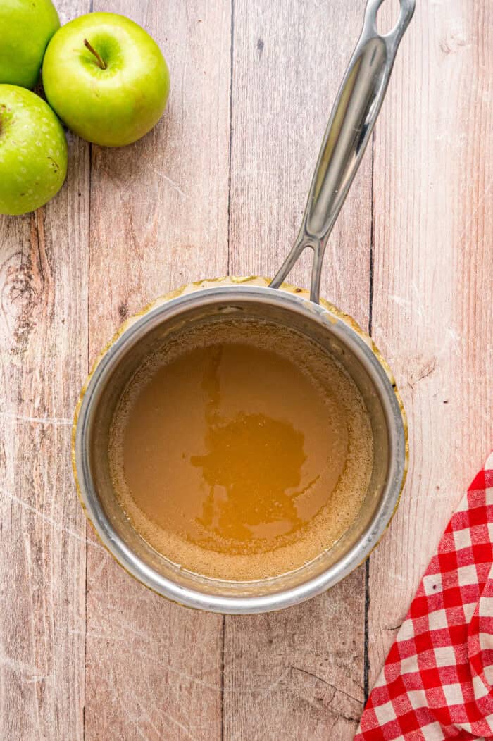 Caramel sauce n a saucepan
