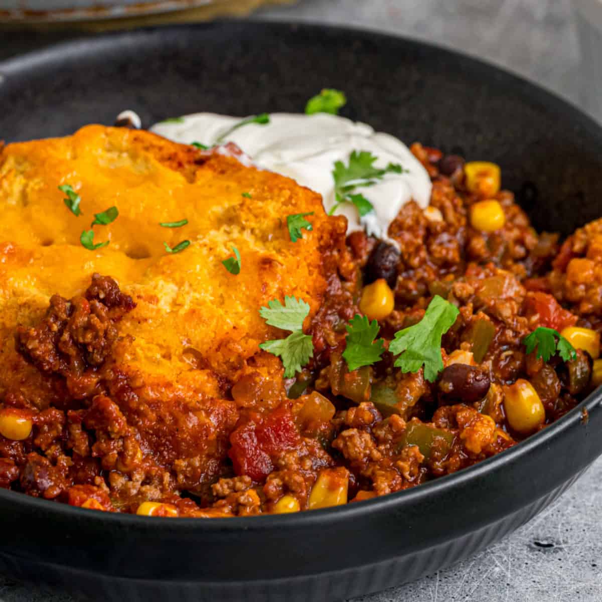 Cornbread Topped Chilli Con Carne