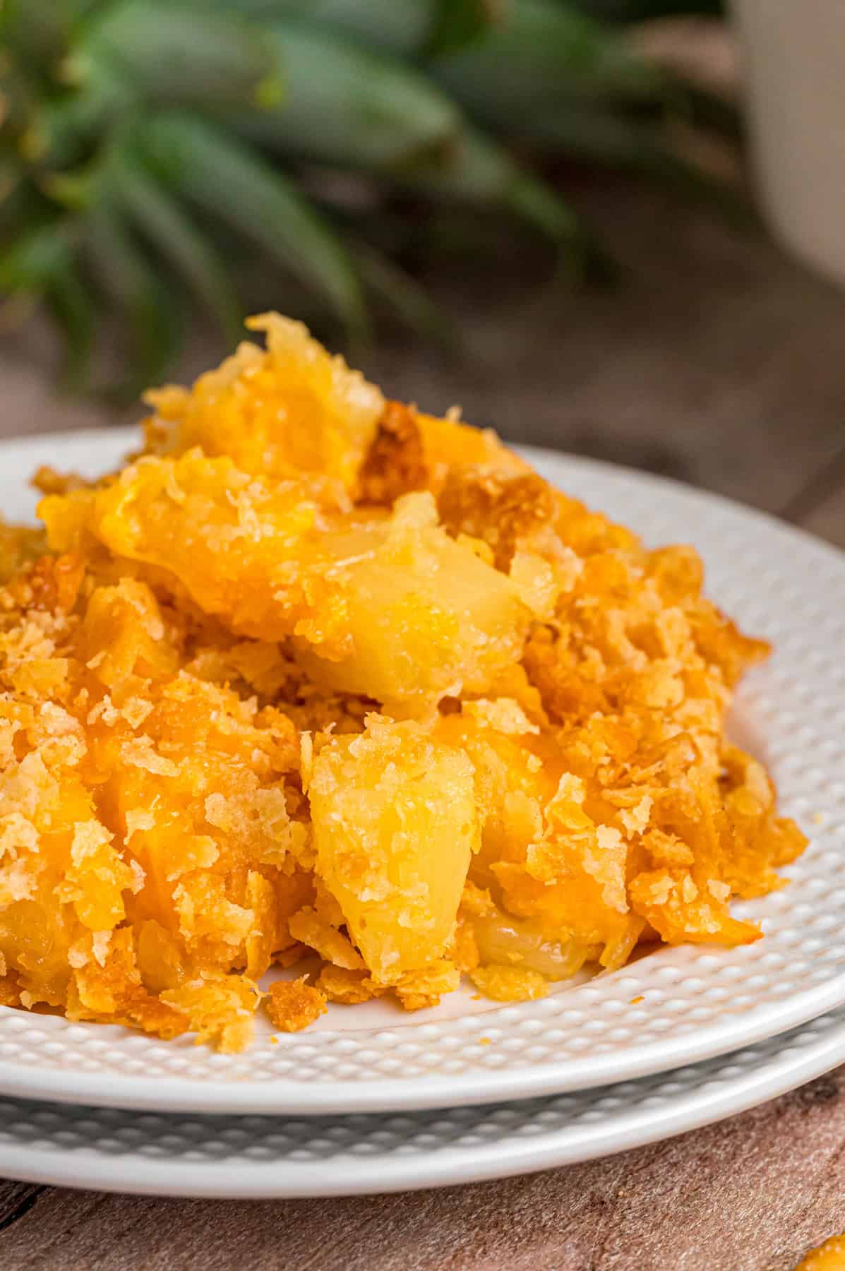 A plate of pineapple casserole