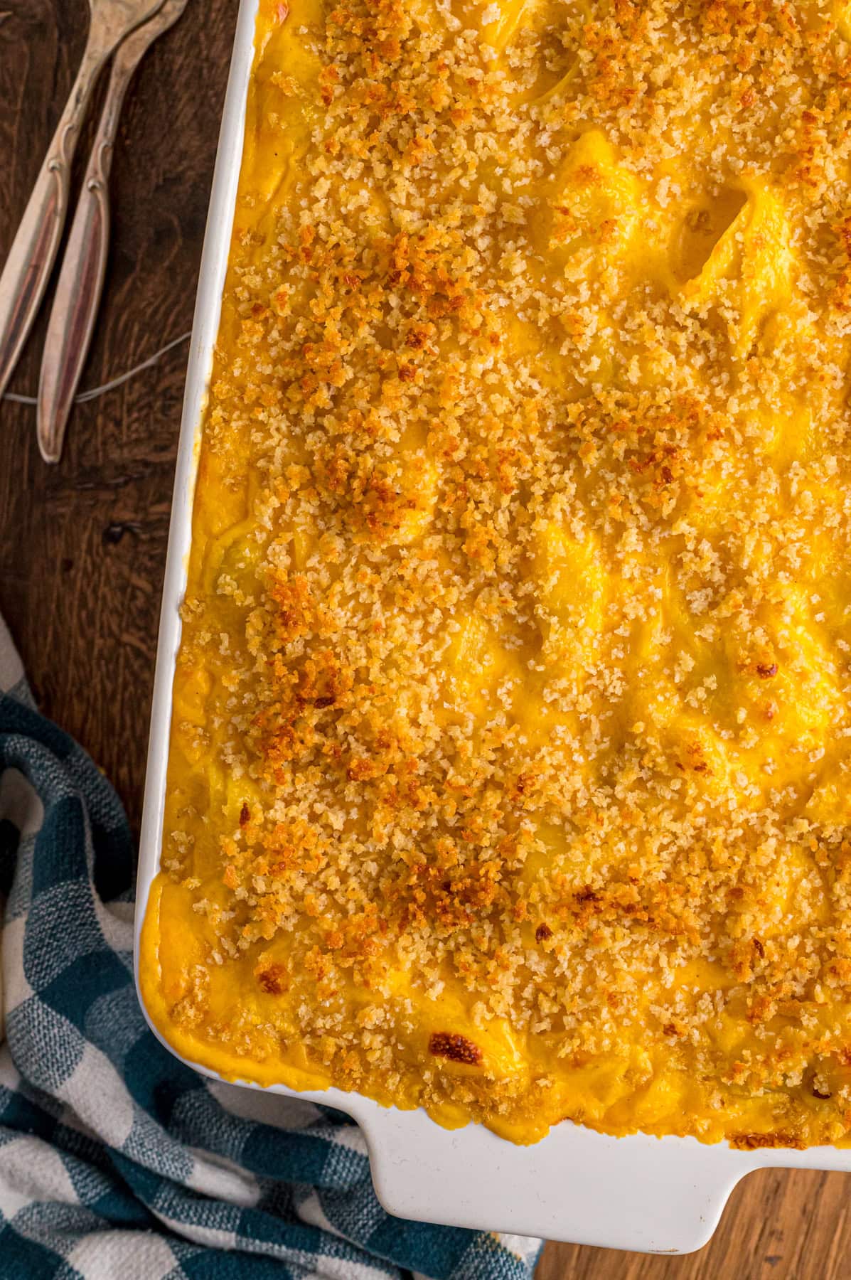 Overhead view of butternut squash mac and cheese