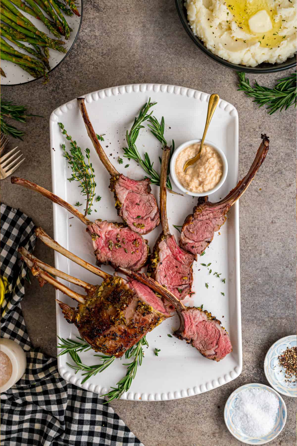 Rack of Lamb on a platter
