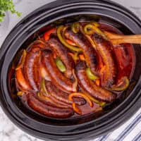 Slow Cooker Sausage and Peppers feature