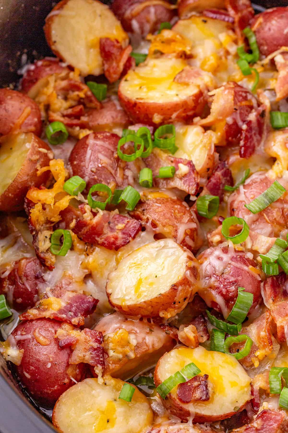 Close up of cheesy ranch potatoes