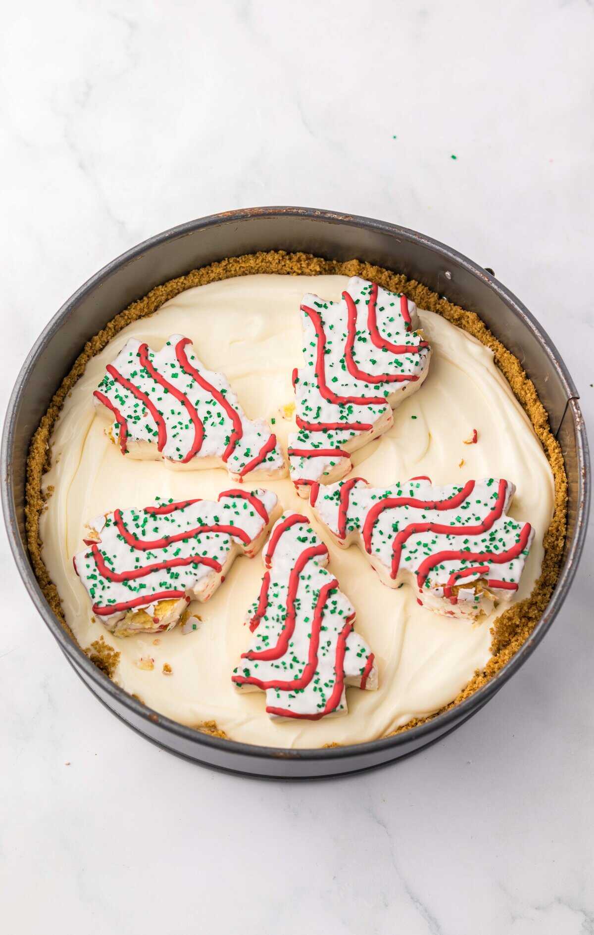 No-Bake Little Debbie Christmas Tree Cheesecake