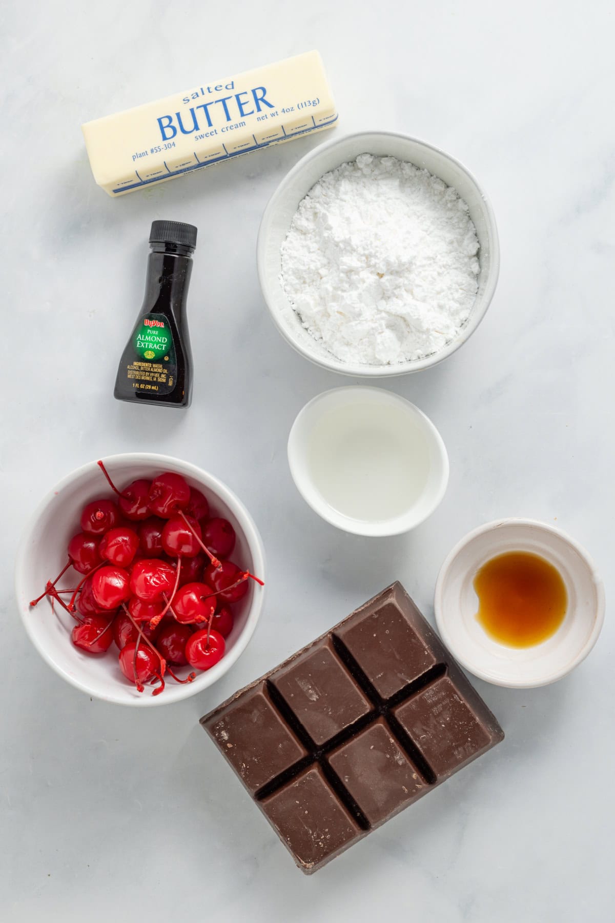 These classic Chocolate Covered Cherries are incredibly easy to make, and always a favorite for Christmas, Valentine's Day, or any time of year. ingredients for Chocolate Covered Cherries