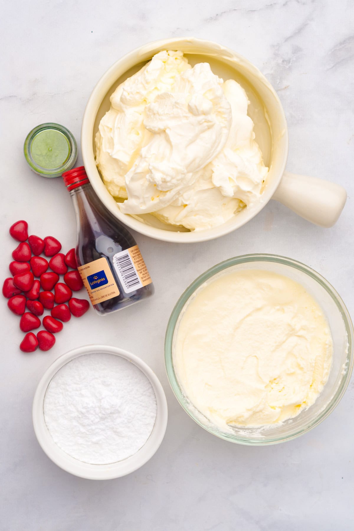 ingredients for Grinch Dip