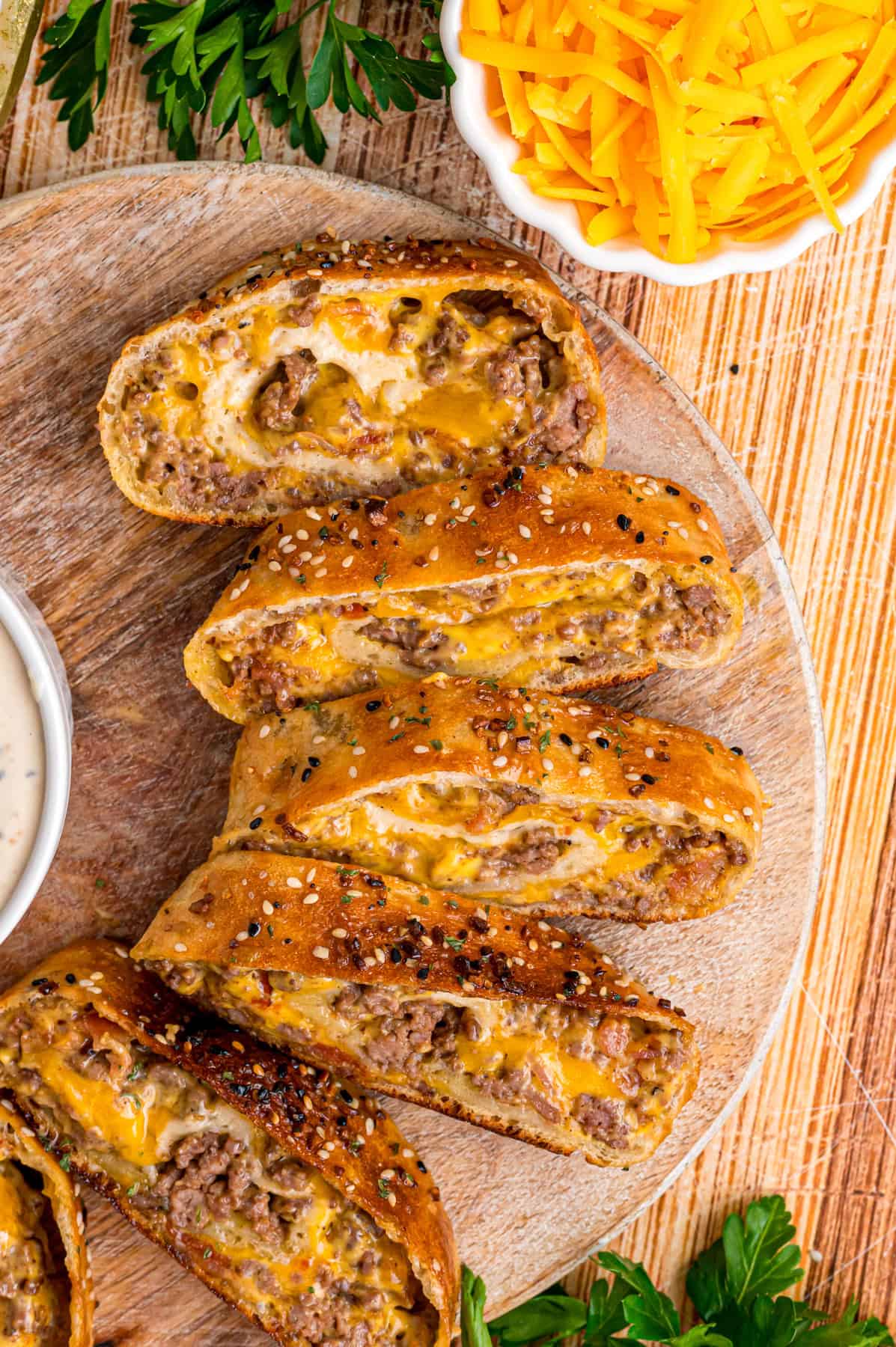 Slices of garbage bread on a plate