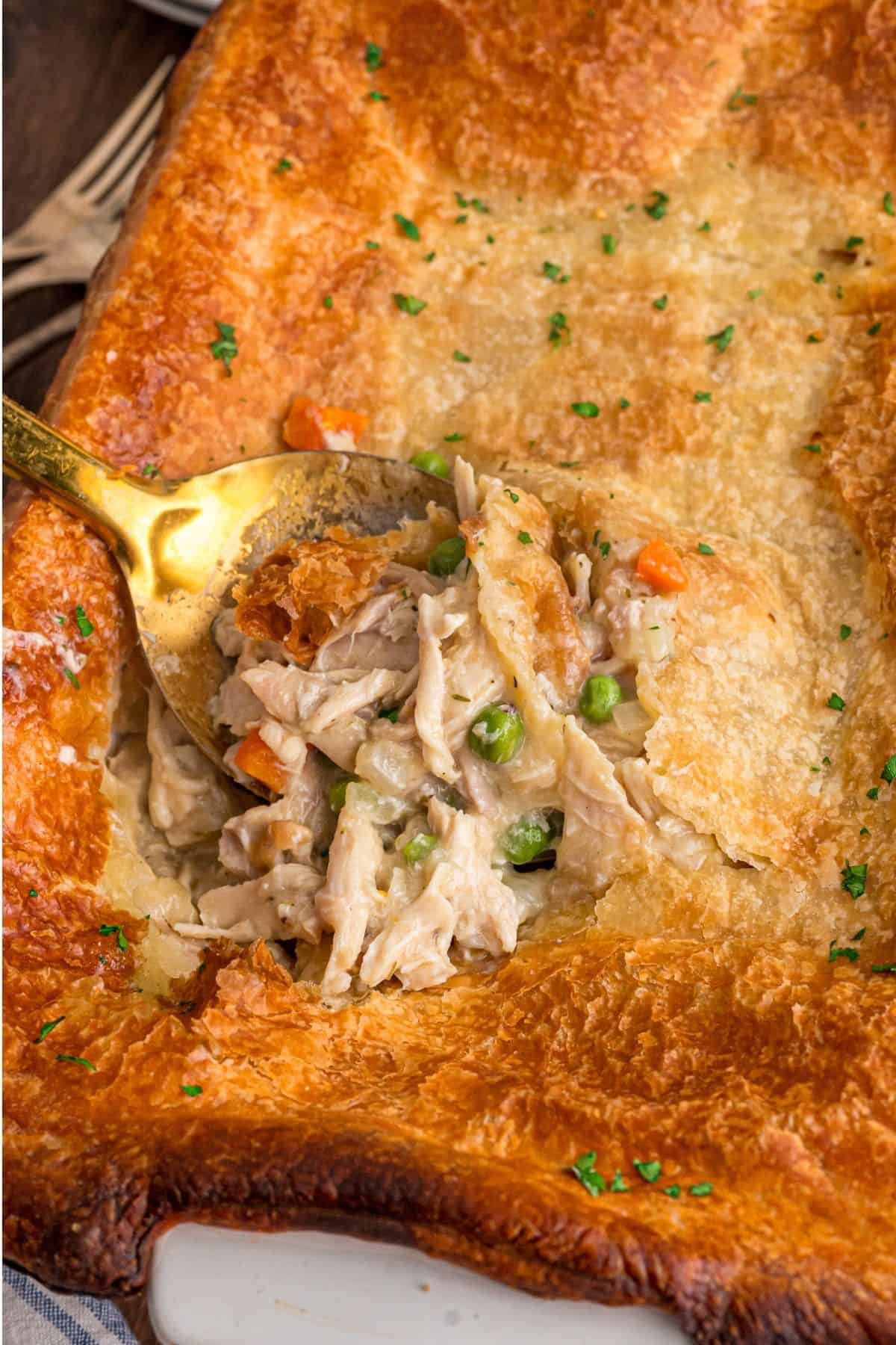 Puff Pastry Chicken Pot Pie pan