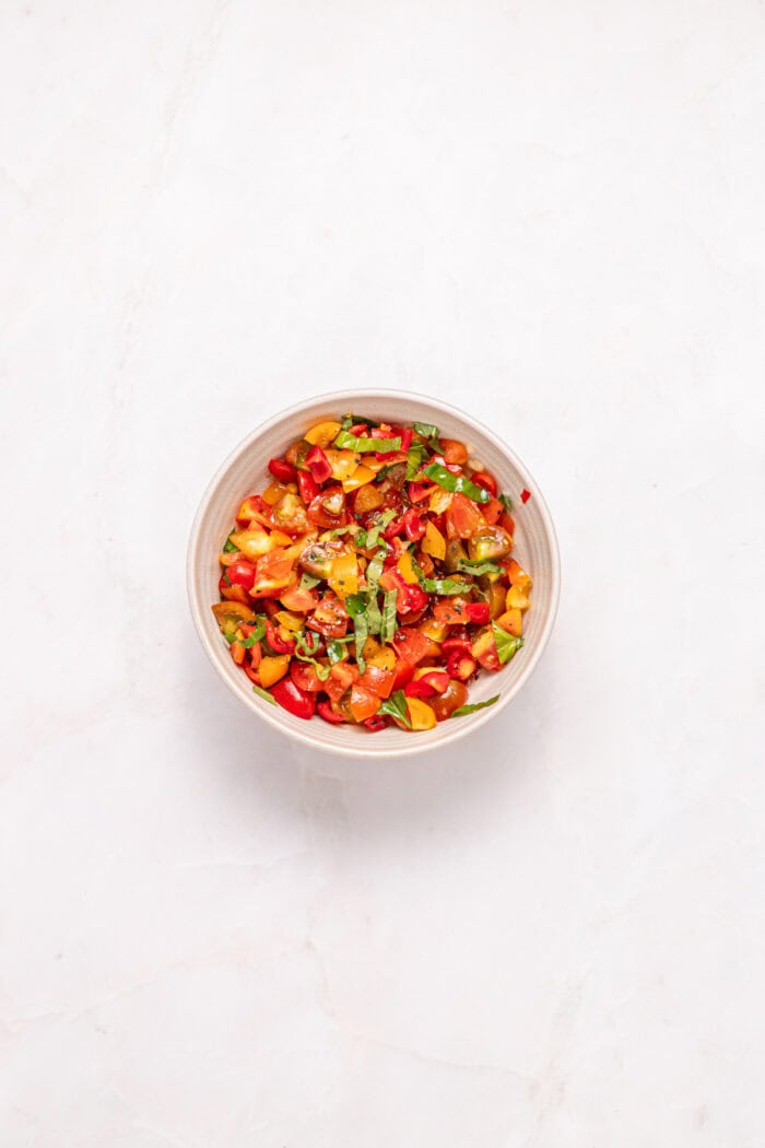 Bruschetta topping in a bowl