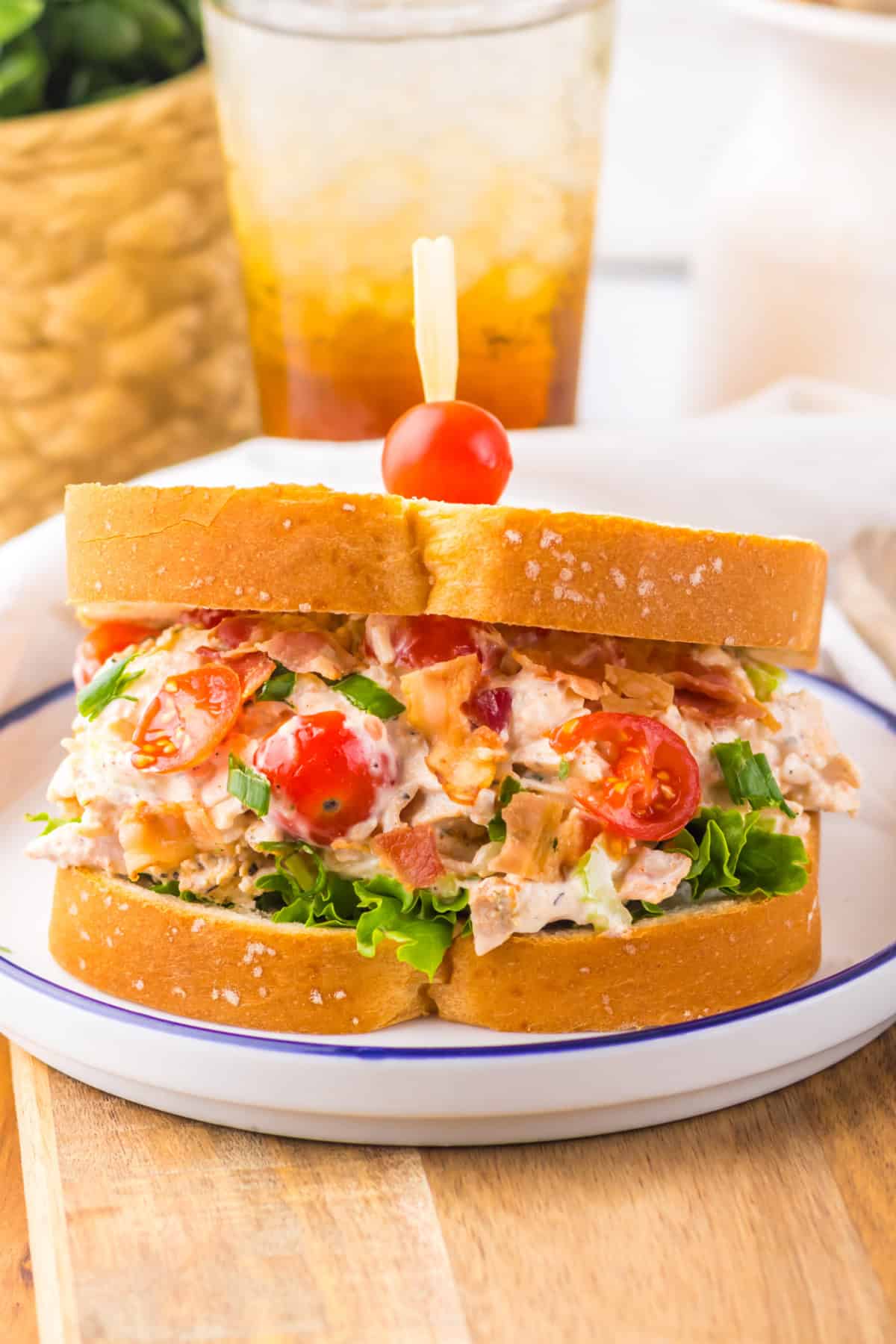 BLT Chicken Salad sandwich on a plate