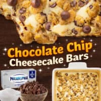 Chocolate Chip Cheesecake Bars pin