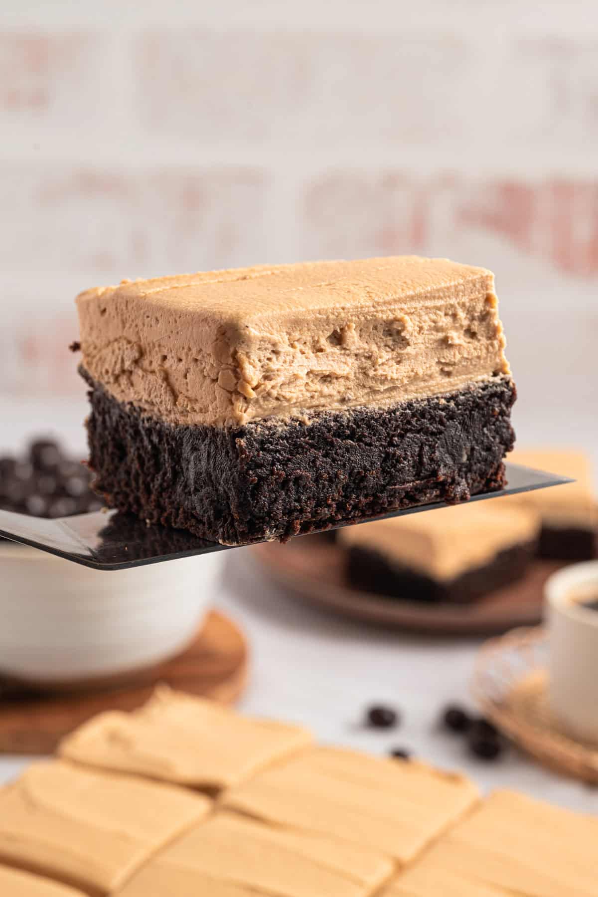 A spatula serving an espresso brownie