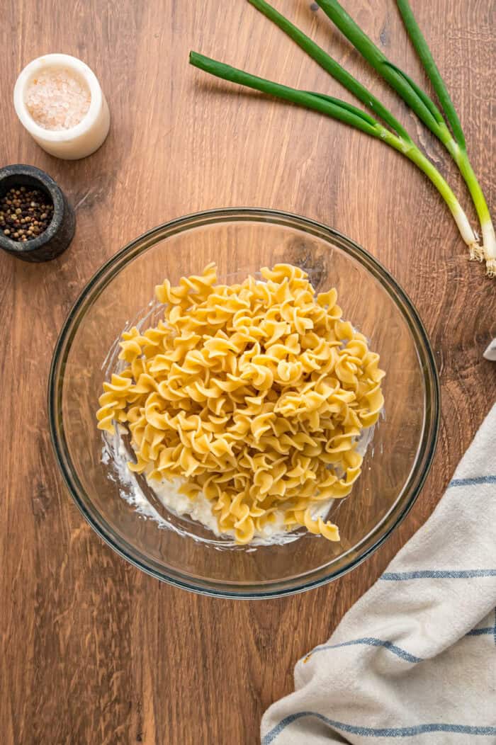 With noodles coated in sour cream, meat sauce, and lots of cheese, this sour cream noodle bake is quick, easy & comforting. Egg noodles added to the mixture