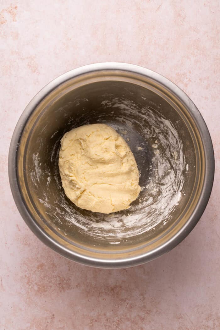 A ball of cottage cheese pizza crust