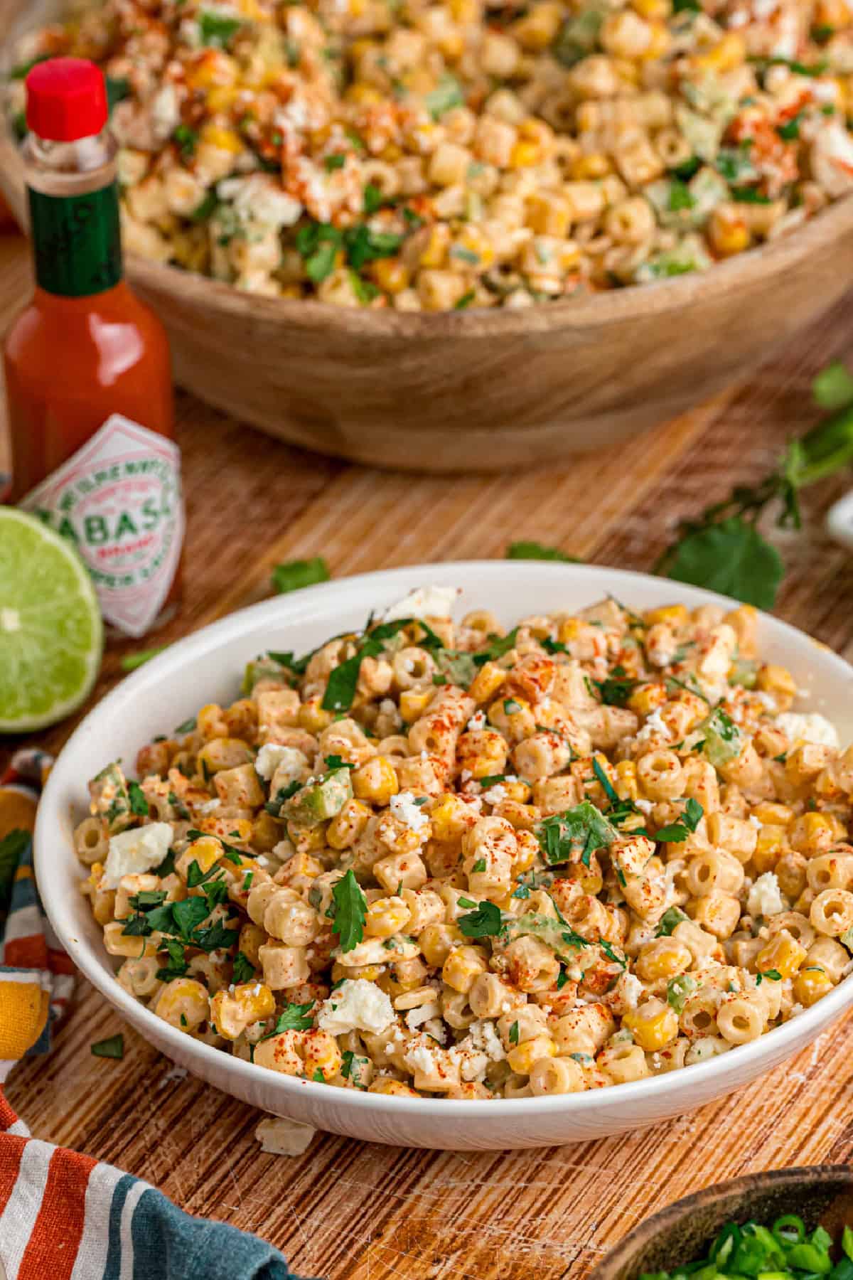 Mexican Street Corn Pasta Salad in a bowl