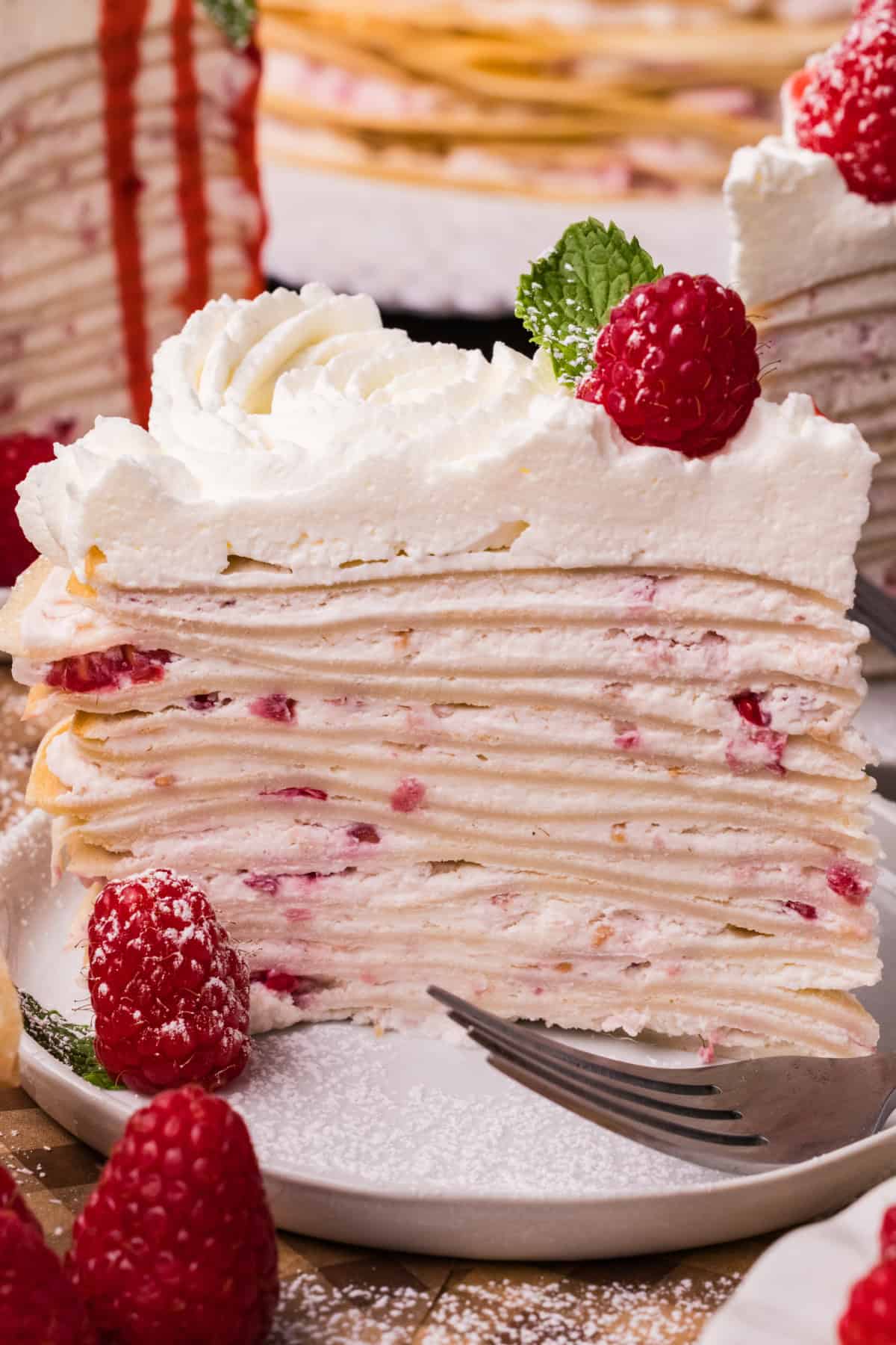 Crepe Cake slice on a plate