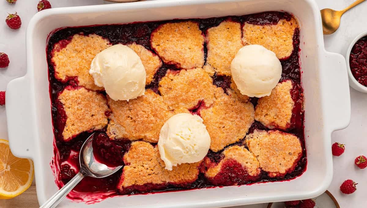 Easy Raspberry Cobbler l Kitchen Fun With My 3 Sons