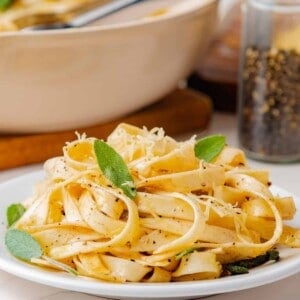 A plate of brown butter pasta