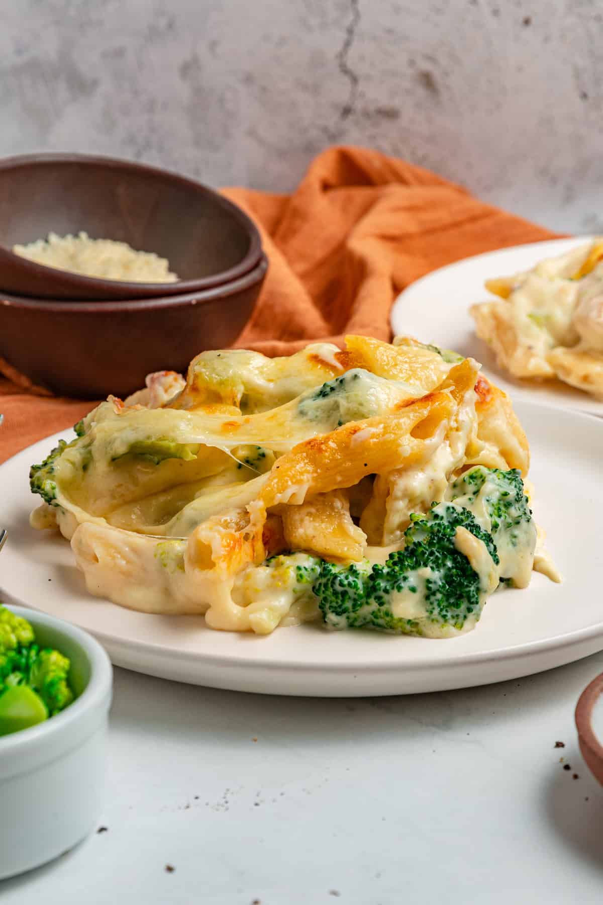 Tender penne, shredded chicken, and broccoli are tossed in a from-scratch sauce that's rich and garlicky in this Chicken Broccoli Alfredo. A plate of chicken broccoli alfredo