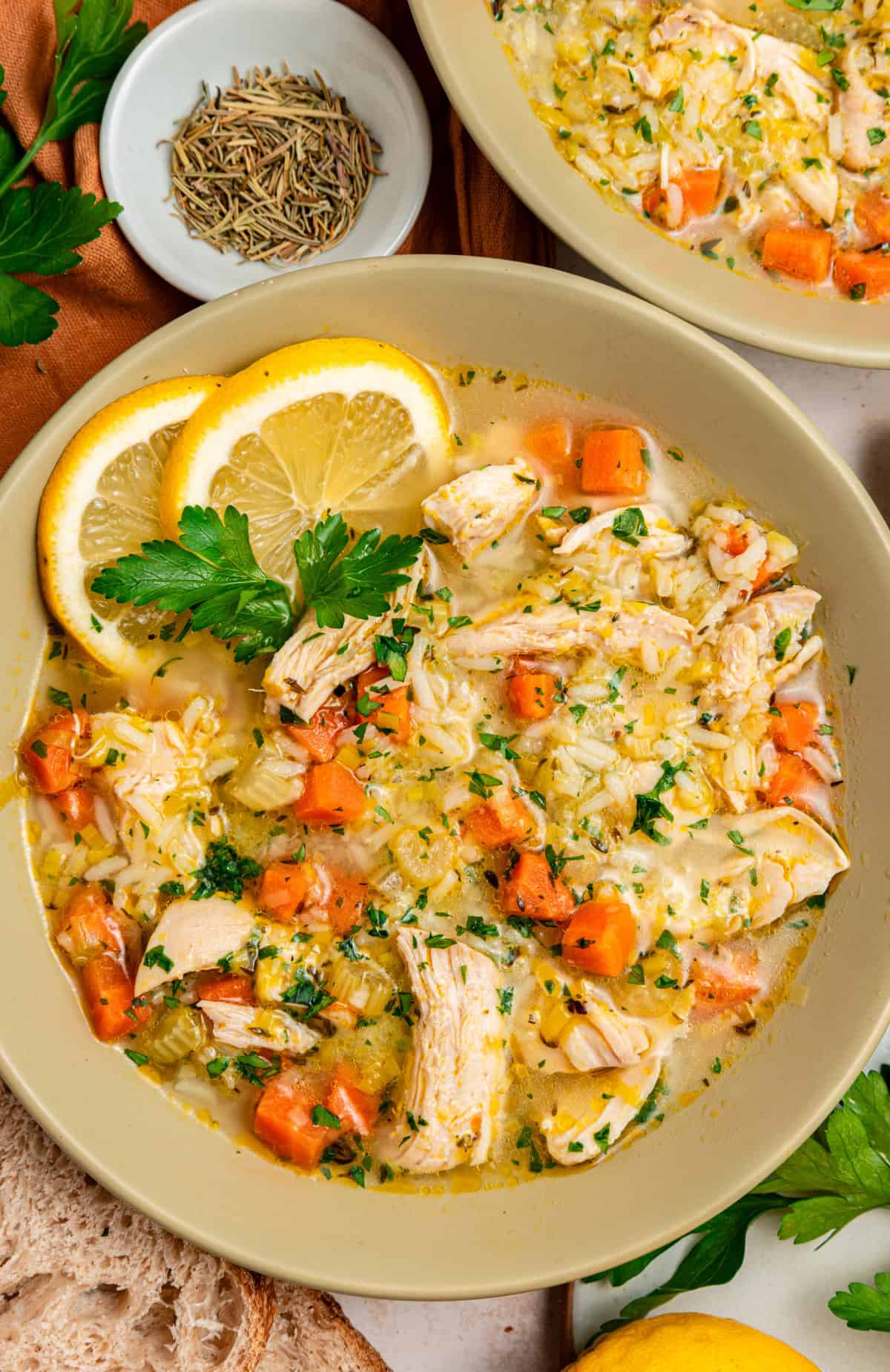 Chicken and Leek Soup in a bowl