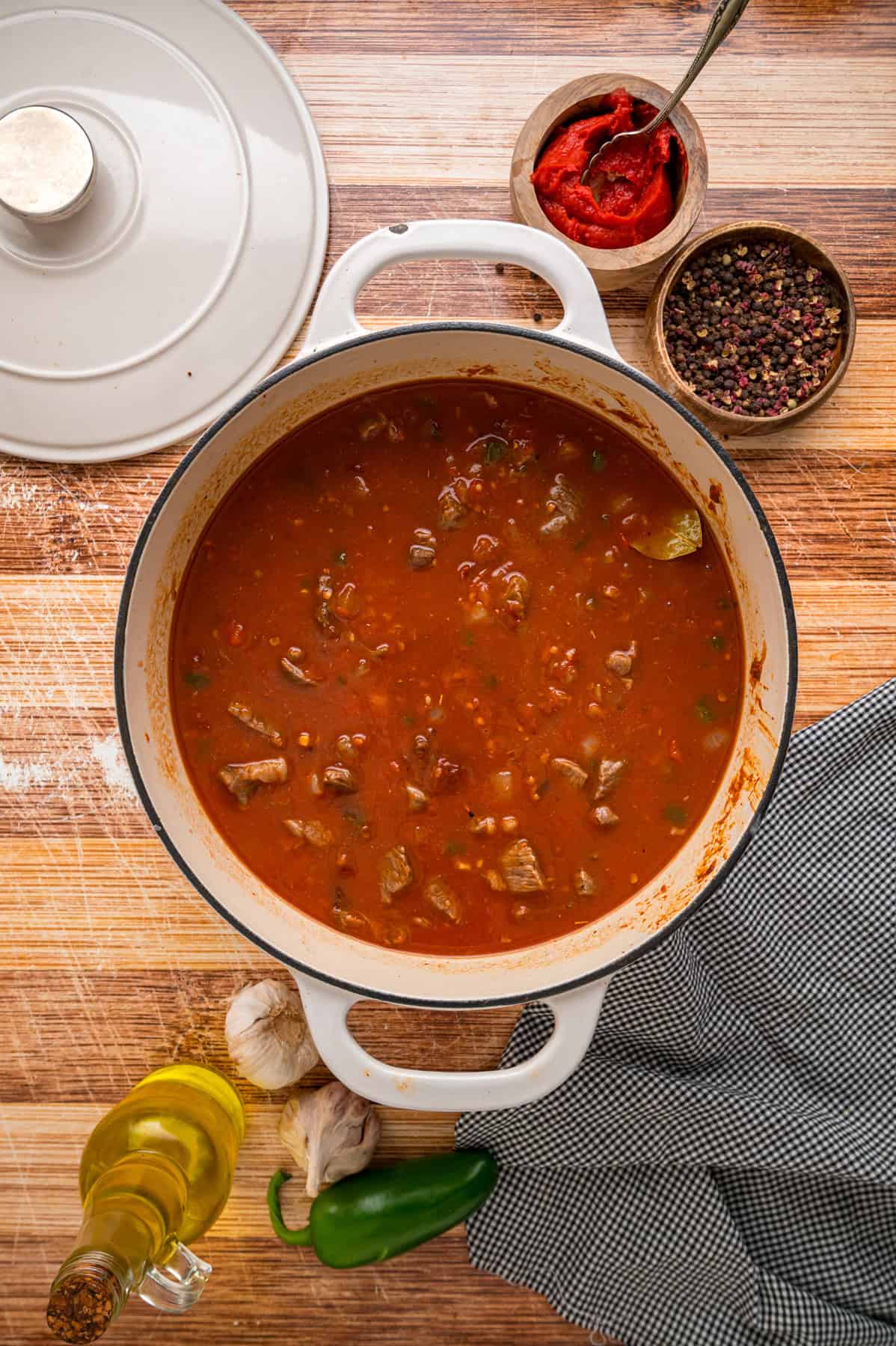 Texas chili in a pot