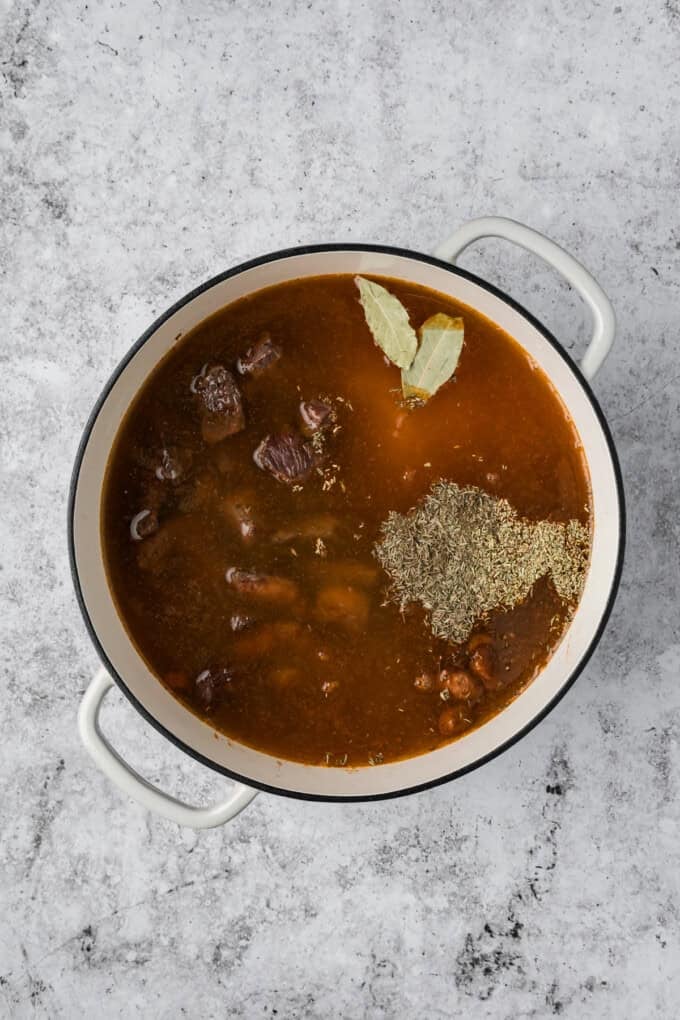 This hearty Beef Barley Mushroom Soup is nourishing, comforting, and perfect for chilly nights, with tender pieces of beef. Broth added to the pot