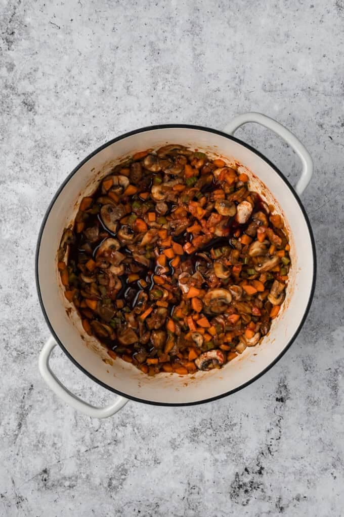 This hearty Beef Barley Mushroom Soup is nourishing, comforting, and perfect for chilly nights, with tender pieces of beef. Veggies and mushrooms with red wine