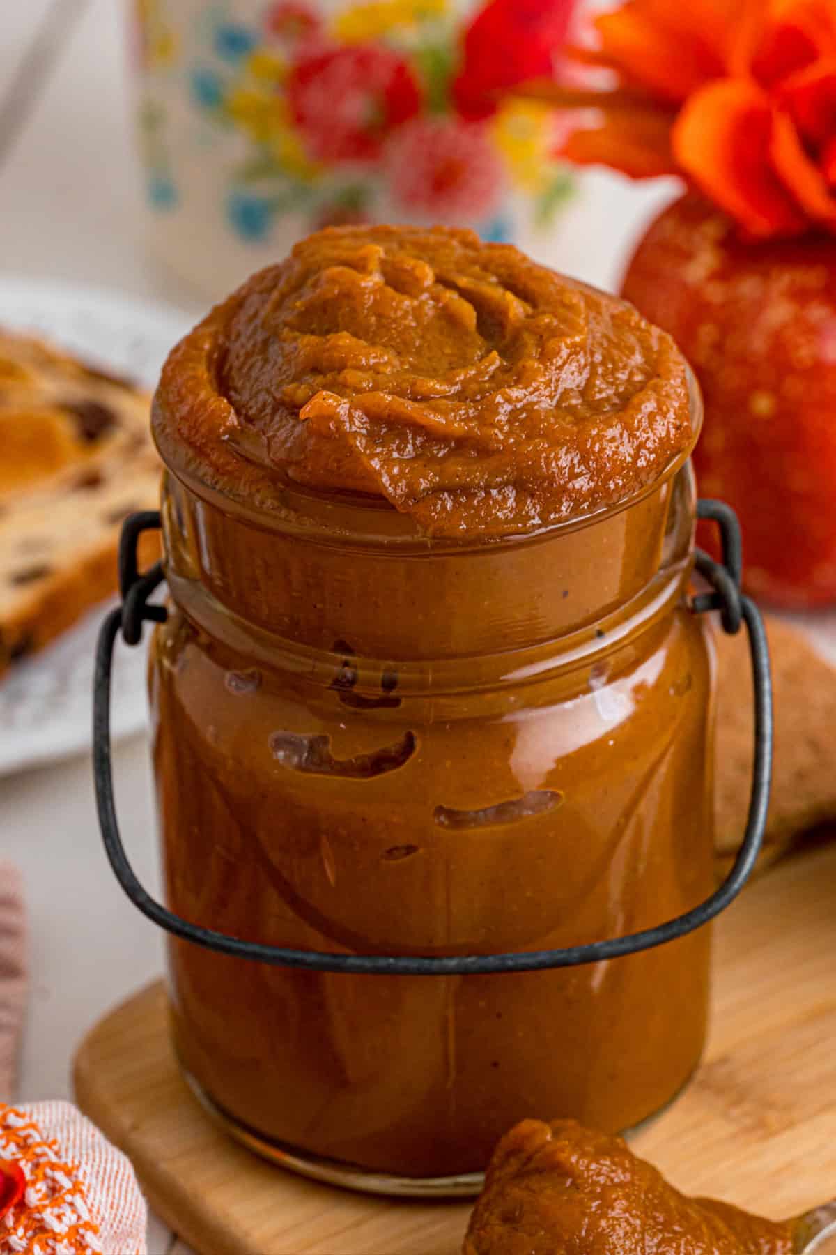 Made with pumpkin puree, brown sugar, maple syrup, and warm spices, you’ll want to spread this Pumpkin Butter on everything. Pumpkin Butter in a jar